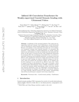 Inflated 3D Convolution-Transformer for Weakly-supervised Carotid
  Stenosis Grading with Ultrasound Videos