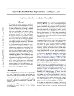 Improved Active Multi-Task Representation Learning via Lasso