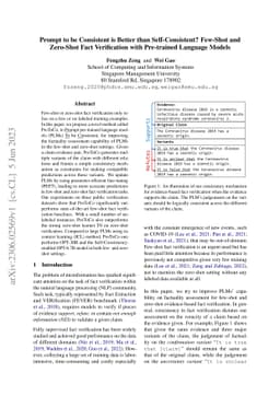 Prompt to be Consistent is Better than Self-Consistent? Few-Shot and
  Zero-Shot Fact Verification with Pre-trained Language Models