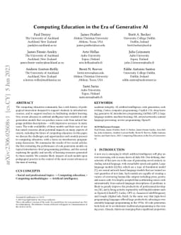 Computing Education in the Era of Generative AI
