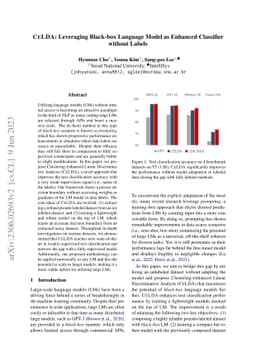 CELDA: Leveraging Black-box Language Model as Enhanced Classifier
  without Labels
