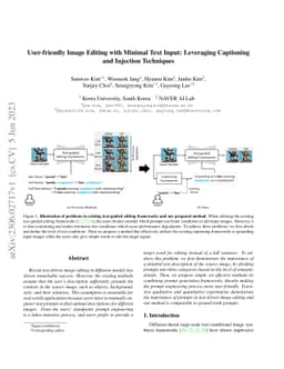 User-friendly Image Editing with Minimal Text Input: Leveraging
  Captioning and Injection Techniques