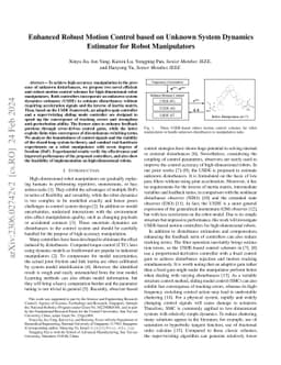 Enhanced Robust Motion Control based on Unknown System Dynamics
  Estimator for Robot Manipulators