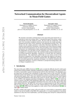 Networked Communication for Decentralised Agents in Mean-Field Games