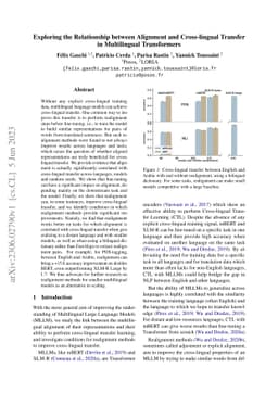 Exploring the Relationship between Alignment and Cross-lingual Transfer
  in Multilingual Transformers