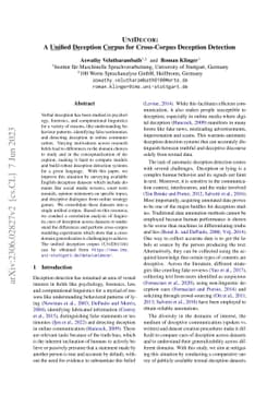 UNIDECOR: A Unified Deception Corpus for Cross-Corpus Deception
  Detection