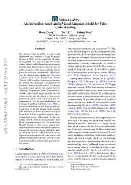 Video-LLaMA: An Instruction-tuned Audio-Visual Language Model for Video
  Understanding