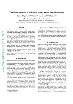 N-Shot Benchmarking of Whisper on Diverse Arabic Speech Recognition