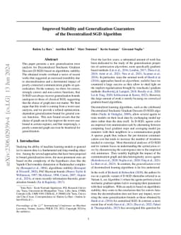 Improved Stability and Generalization Guarantees of the Decentralized
  SGD Algorithm