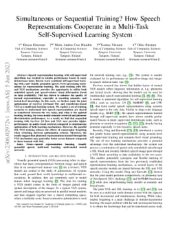 Simultaneous or Sequential Training? How Speech Representations
  Cooperate in a Multi-Task Self-Supervised Learning System