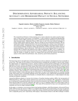 Discriminative Adversarial Privacy: Balancing Accuracy and Membership
  Privacy in Neural Networks