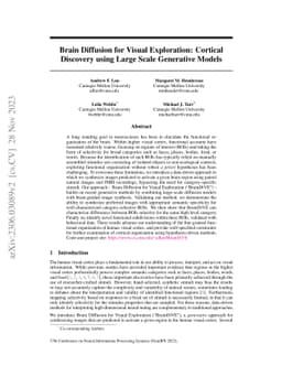 Brain Diffusion for Visual Exploration: Cortical Discovery using Large
  Scale Generative Models