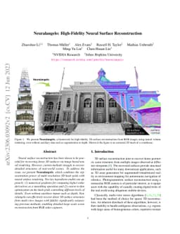 Neuralangelo: High-Fidelity Neural Surface Reconstruction