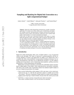 Sampling and Ranking for Digital Ink Generation on a tight computational
  budget