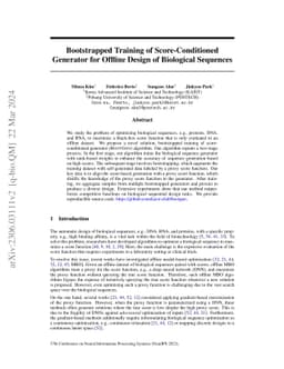 Bootstrapped Training of Score-Conditioned Generator for Offline Design
  of Biological Sequences