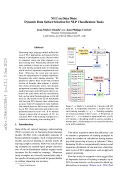 NLU on Data Diets: Dynamic Data Subset Selection for NLP Classification
  Tasks