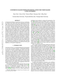 Confidence-based federated distillation for vision-based lane-centering