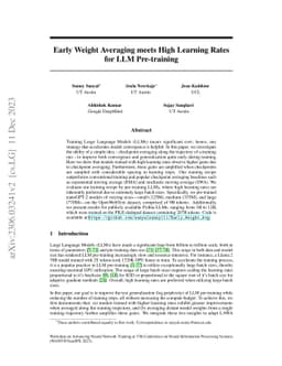Early Weight Averaging meets High Learning Rates for LLM Pre-training