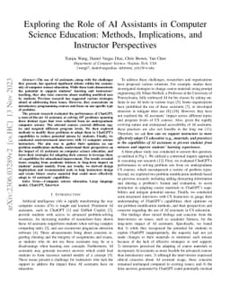 Exploring the Role of AI Assistants in Computer Science Education:
  Methods, Implications, and Instructor Perspectives
