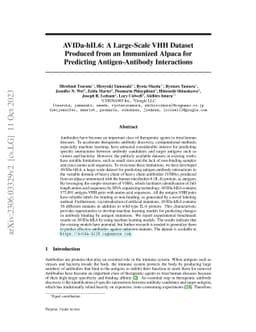 AVIDa-hIL6: A Large-Scale VHH Dataset Produced from an Immunized Alpaca
  for Predicting Antigen-Antibody Interactions