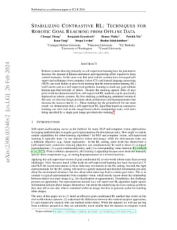 Stabilizing Contrastive RL: Techniques for Robotic Goal Reaching from
  Offline Data