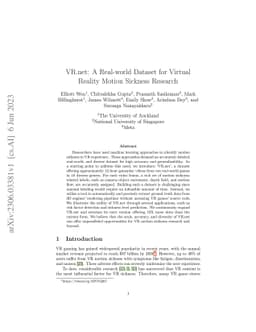 VR.net: A Real-world Dataset for Virtual Reality Motion Sickness
  Research
