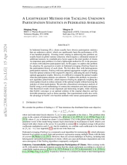 A Lightweight Method for Tackling Unknown Participation Statistics in
  Federated Averaging