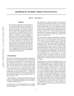 Quantifying the Variability Collapse of Neural Networks