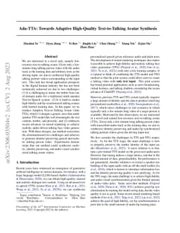 Ada-TTA: Towards Adaptive High-Quality Text-to-Talking Avatar Synthesis