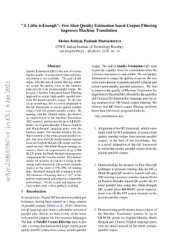"A Little is Enough": Few-Shot Quality Estimation based Corpus Filtering
  improves Machine Translation