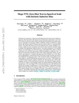 Mega-TTS: Zero-Shot Text-to-Speech at Scale with Intrinsic Inductive
  Bias