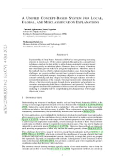 A Unified Concept-Based System for Local, Global, and Misclassification
  Explanations