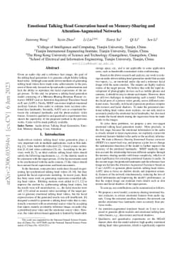 Emotional Talking Head Generation based on Memory-Sharing and
  Attention-Augmented Networks