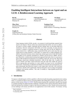 Enabling Intelligent Interactions between an Agent and an LLM: A
  Reinforcement Learning Approach