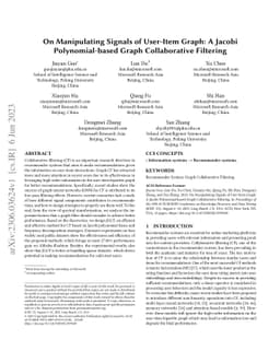 On Manipulating Signals of User-Item Graph: A Jacobi Polynomial-based
  Graph Collaborative Filtering