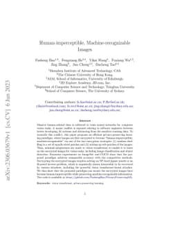 Human-imperceptible, Machine-recognizable Images