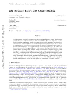 Soft Merging of Experts with Adaptive Routing