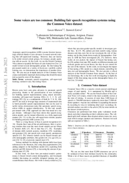 Some voices are too common: Building fair speech recognition systems
  using the Common Voice dataset