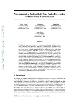 Non-parametric Probabilistic Time Series Forecasting via Innovations
  Representation