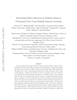 Atrial Septal Defect Detection in Children Based on Ultrasound Video
  Using Multiple Instances Learning
