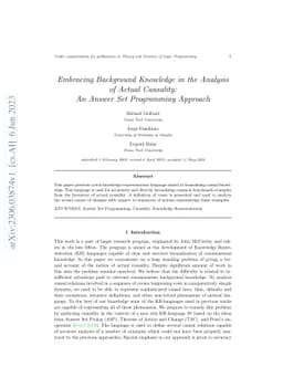 Embracing Background Knowledge in the Analysis of Actual Causality: An
  Answer Set Programming Approach