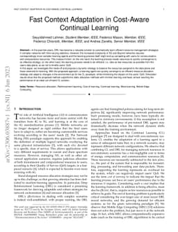 Fast Context Adaptation in Cost-Aware Continual Learning