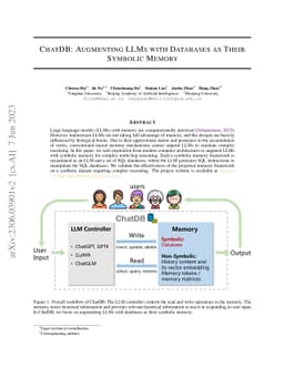 ChatDB: Augmenting LLMs with Databases as Their Symbolic Memory