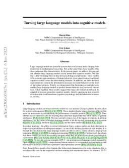 Turning large language models into cognitive models