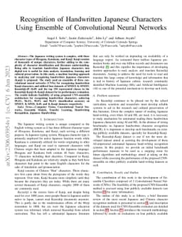Recognition of Handwritten Japanese Characters Using Ensemble of
  Convolutional Neural Networks