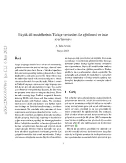 Büyük dil modellerinin Türkçe verisetleri ile
  eğitilmesi ve ince ayarlanması