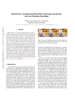 BokehOrNot: Transforming Bokeh Effect with Image Transformer and Lens
  Metadata Embedding