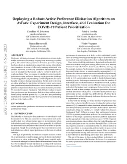 Deploying a Robust Active Preference Elicitation Algorithm on MTurk:
  Experiment Design, Interface, and Evaluation for COVID-19 Patient
  Prioritization