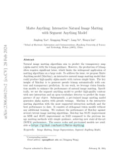 Matte Anything: Interactive Natural Image Matting with Segment Anything
  Models