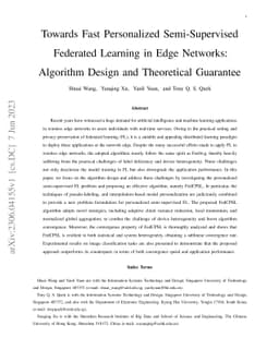 Towards Fast Personalized Semi-Supervised Federated Learning in Edge
  Networks: Algorithm Design and Theoretical Guarantee